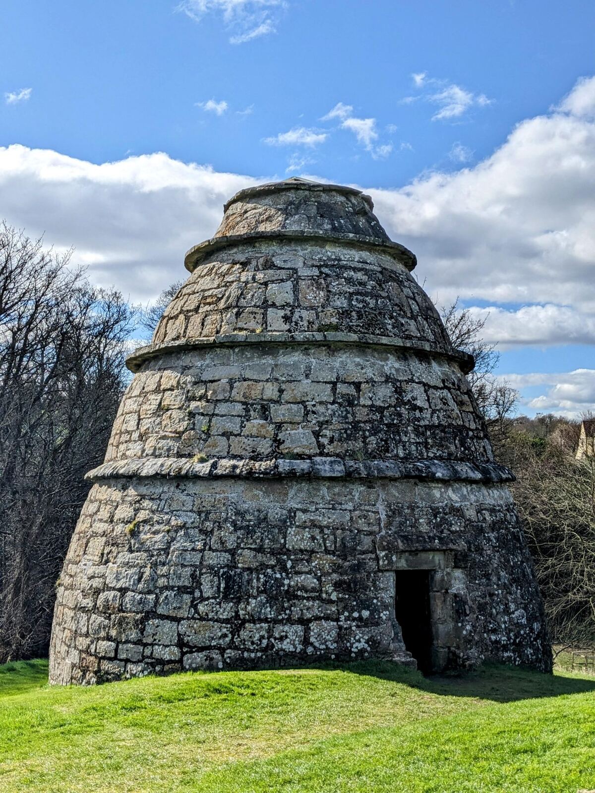 The stone beehive doocot (dovecot) at Aberdour Castle.