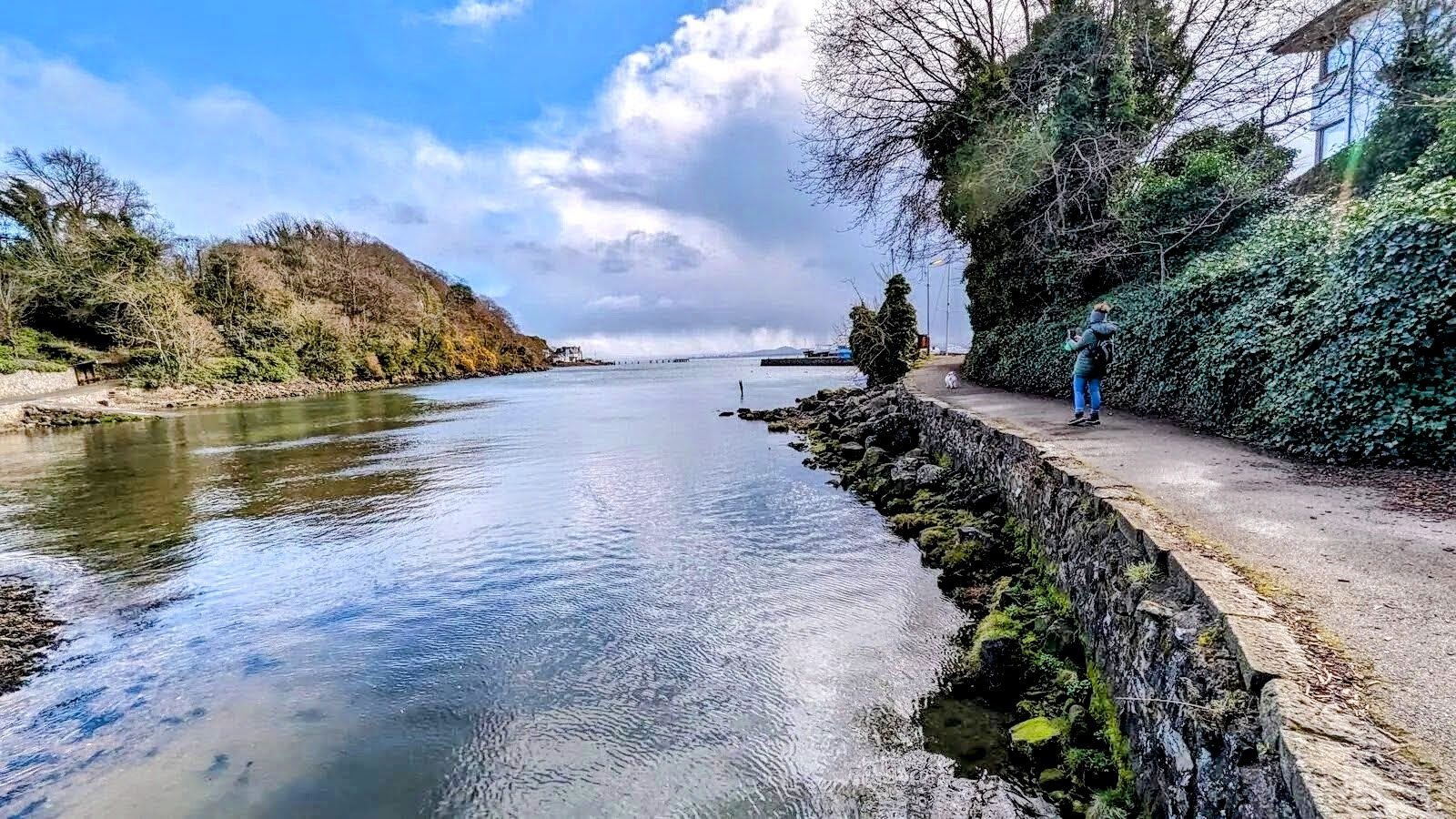 The Fife Coastal Path running level along the shore at Aberdour, the Firth of Forth alongside.