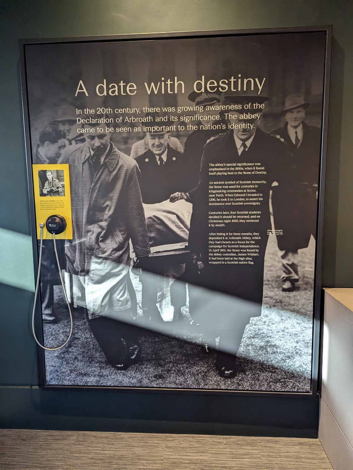 A museum display telling the story of the Declaration of Arbroath.