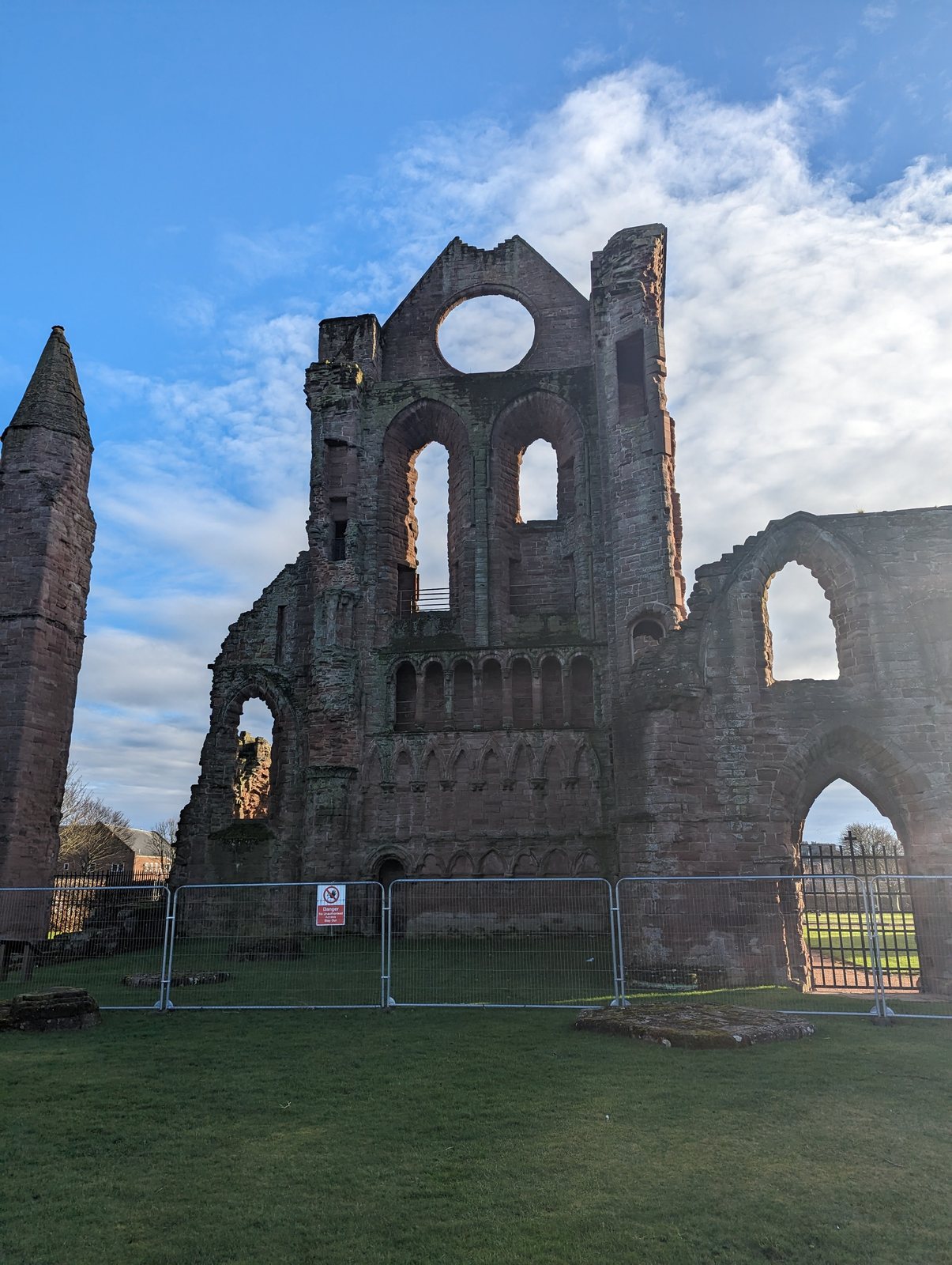 The ruins of Arbroath Abbey in winter light.