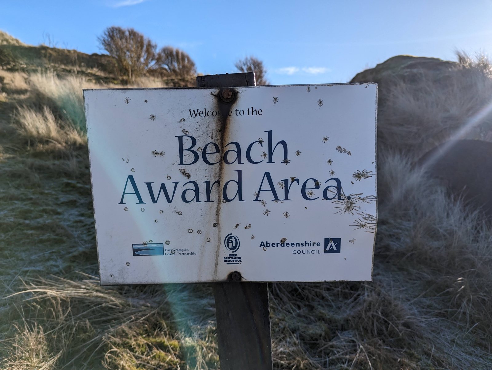 The Beach Award sign at Balmedie Country Park.