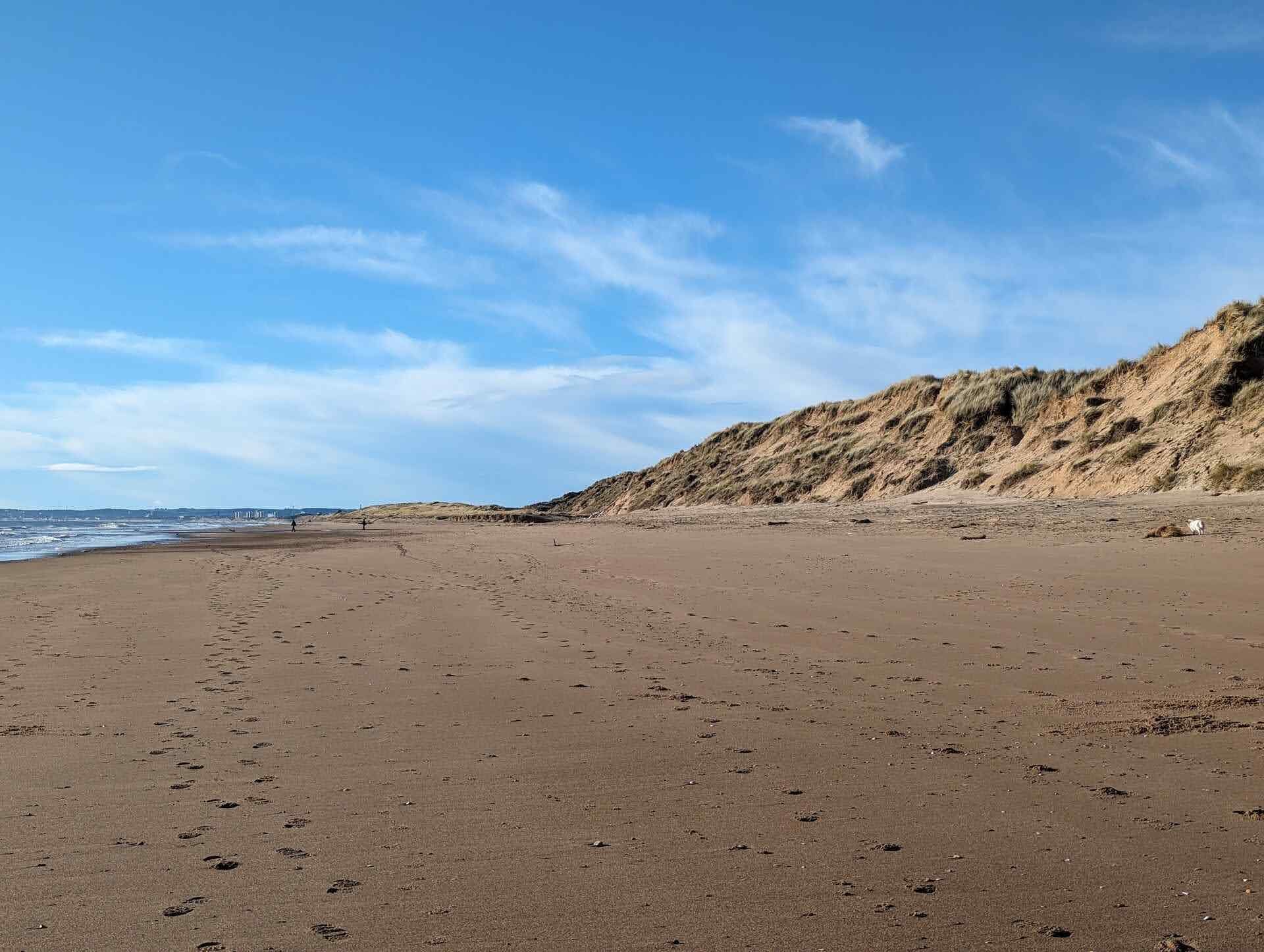 The vast sandy beach and dunes at Balmedie, Aberdeenshire.