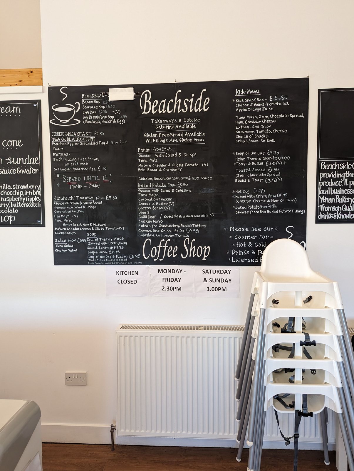 Inside the Beachside Coffee Shop near Balmedie.
