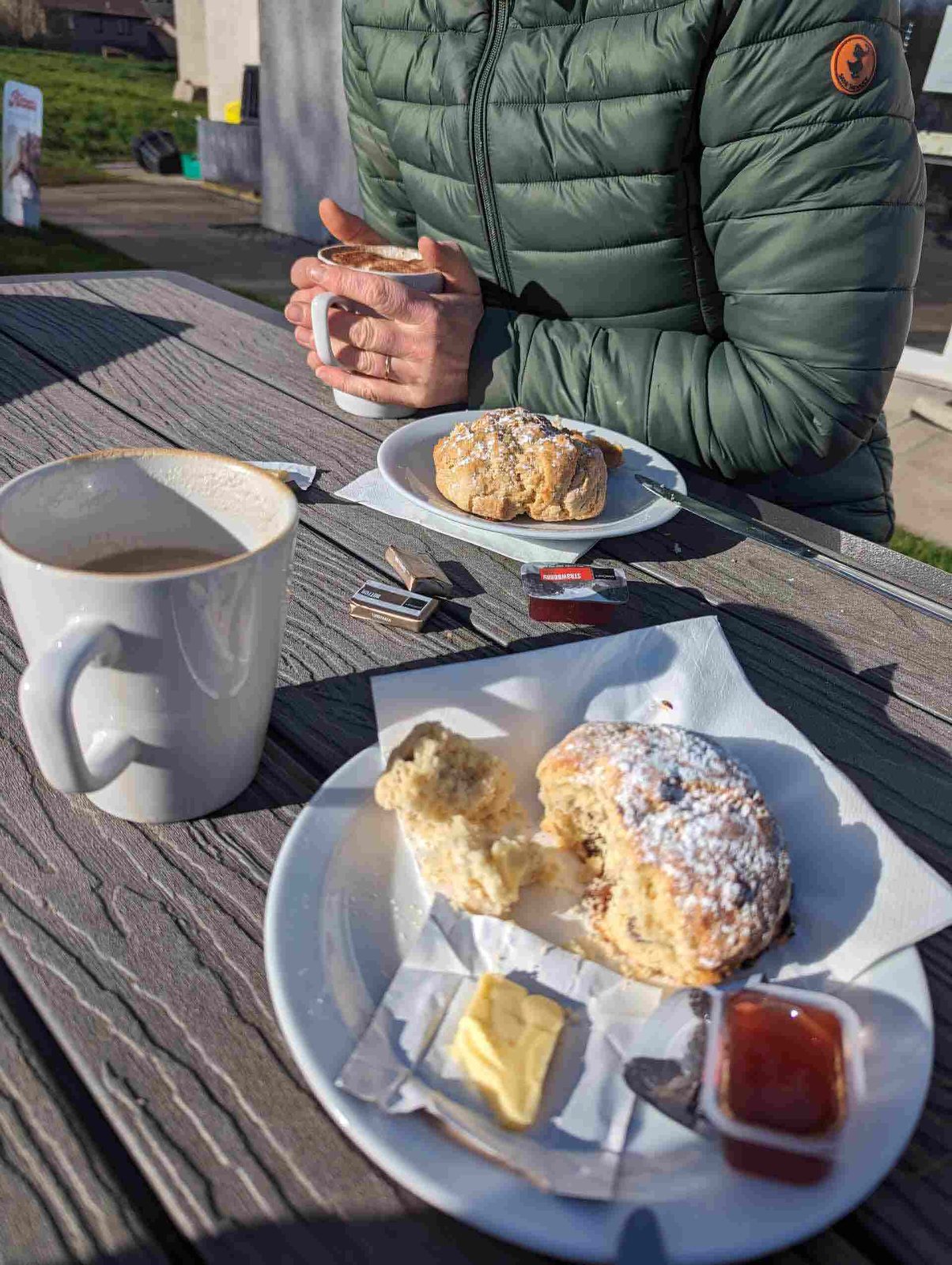 Coffee and scones at Balmedie Country Park.