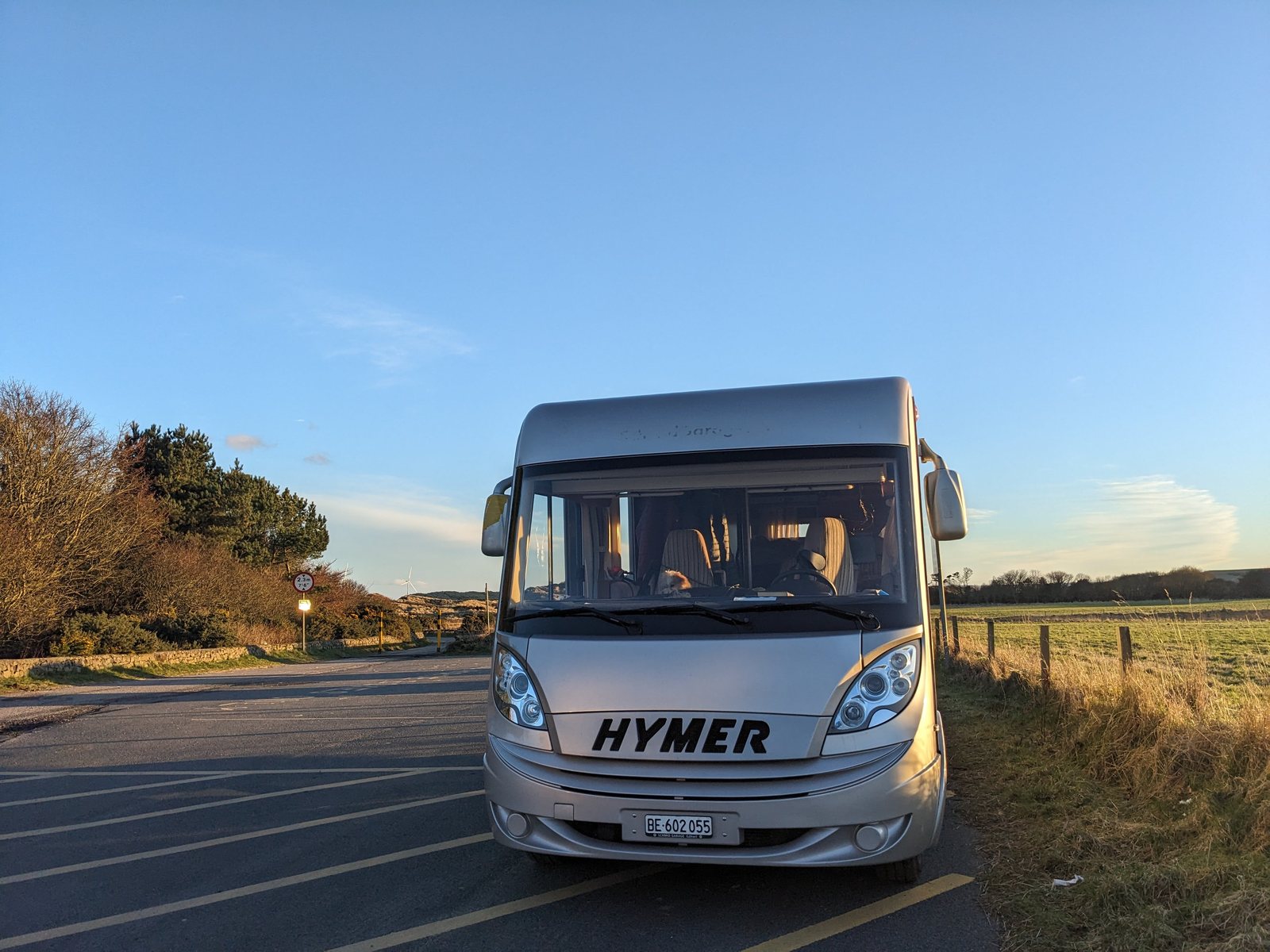 A motorhome parked up at Balmedie Country Park.