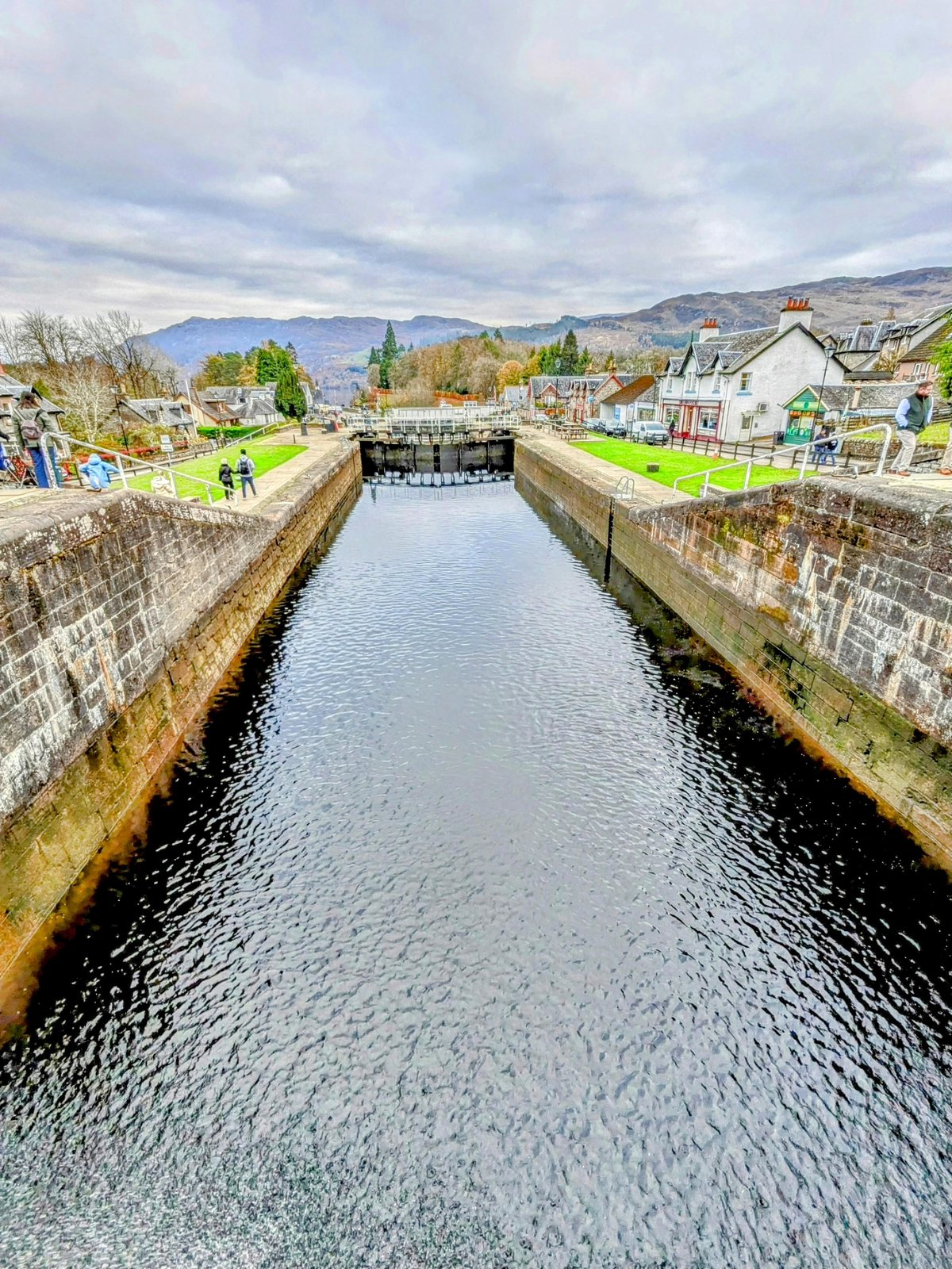 A lock chamber filling on the Caledonian Canal