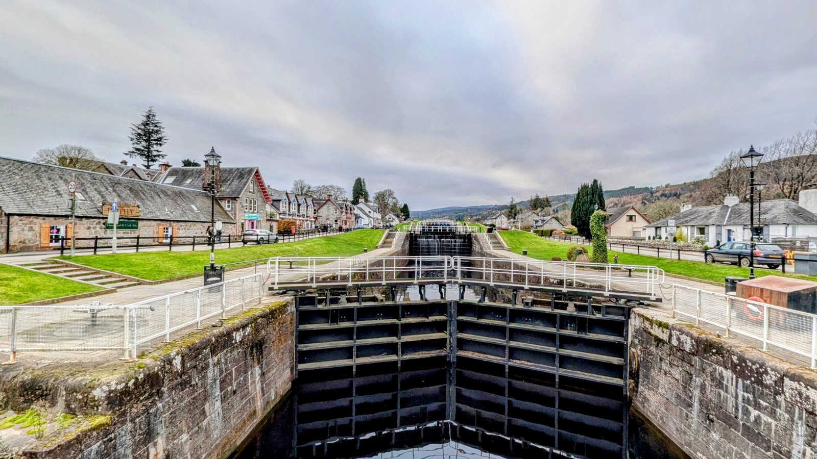 The timber lock gates on the Caledonian Canal