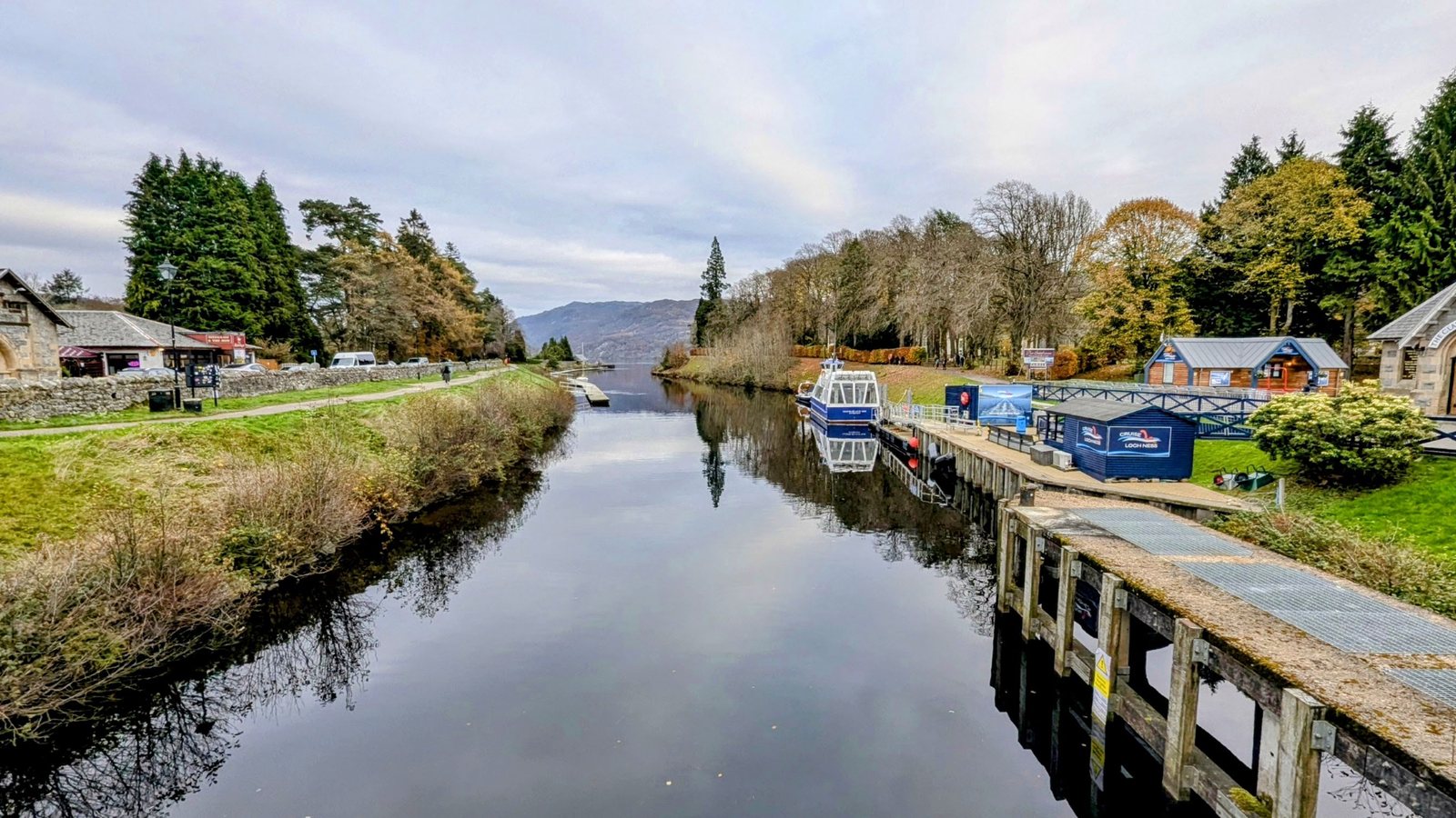 Boats moored on the Caledonian Canal