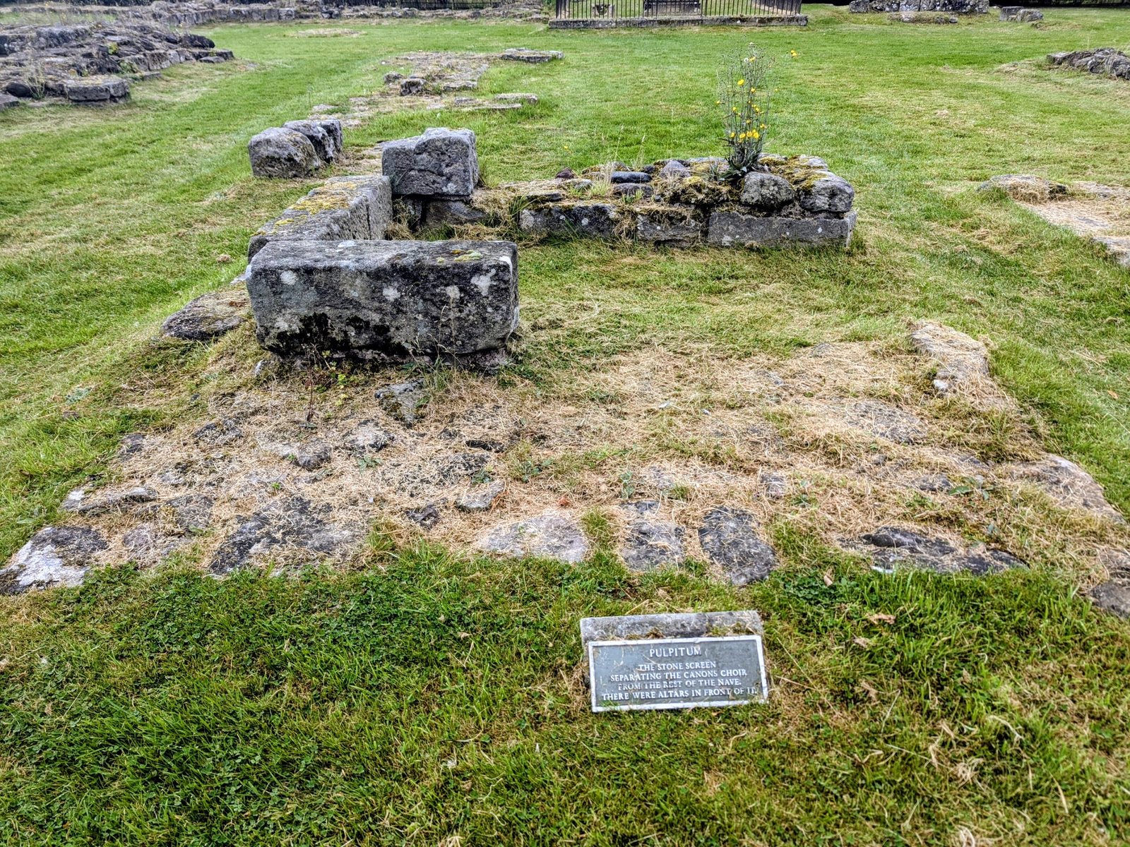 Low grassy footings marking the foundations of the abbey church at Cambuskenneth.