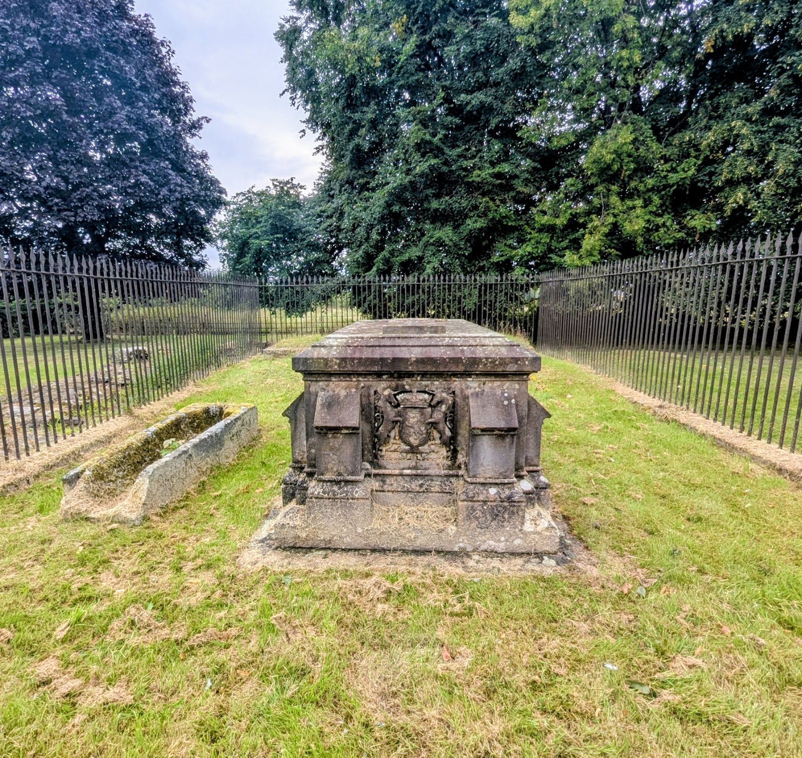 The stone monument over the grave of King James III and Queen Margaret of Denmark at Cambuskenneth Abbey.