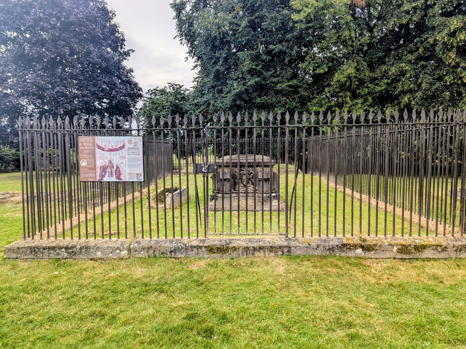The railed enclosure around the royal grave at Cambuskenneth Abbey, on the site of the high altar.