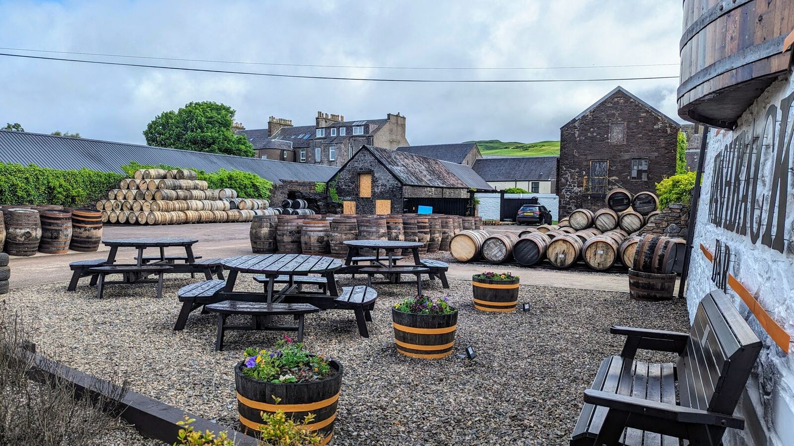 Casks in the courtyard at Springbank, Campbeltown.