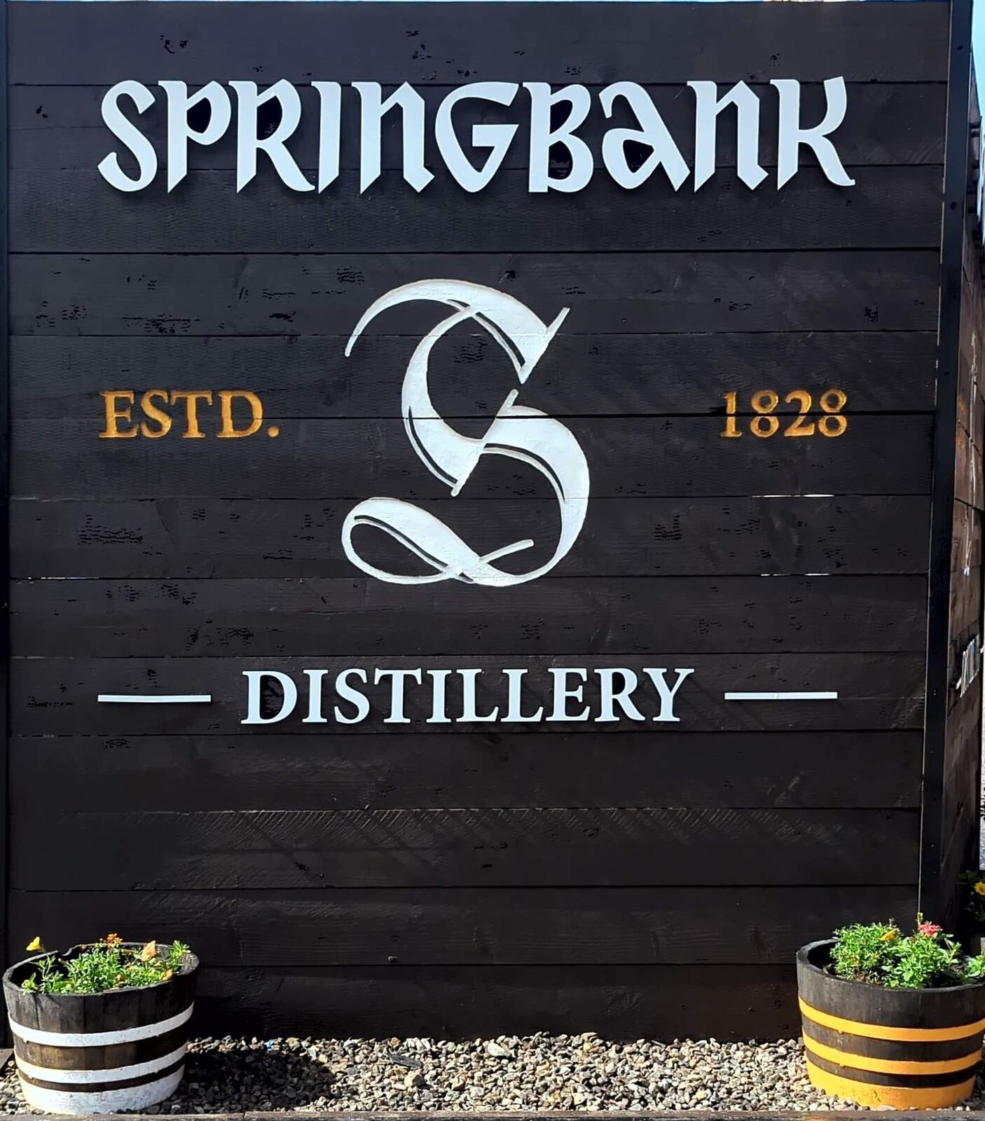 The Springbank Distillery sign, 'Estd. 1828', Campbeltown.
