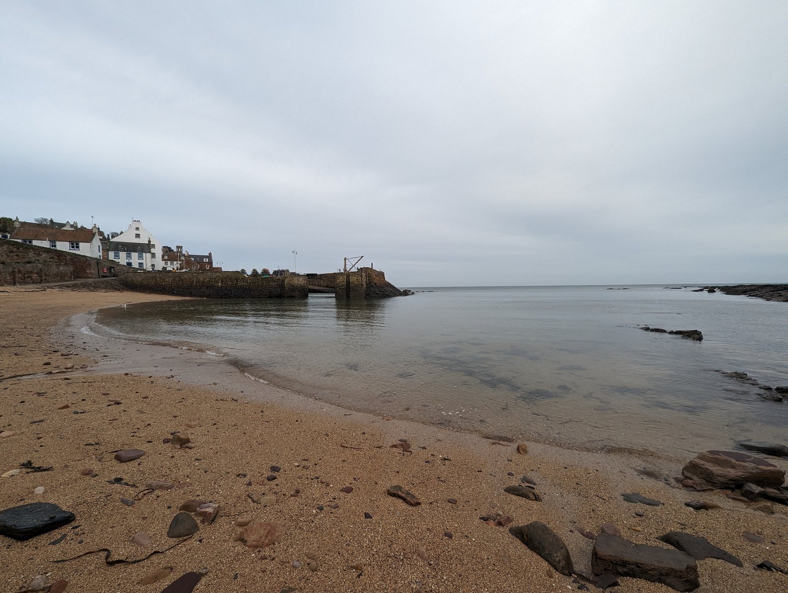 The sandy beach below Crail at low tide.