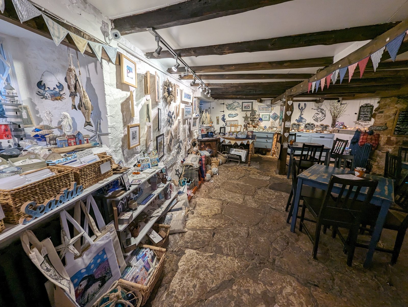 Art and crafts on display inside the Crail Harbour Gallery.