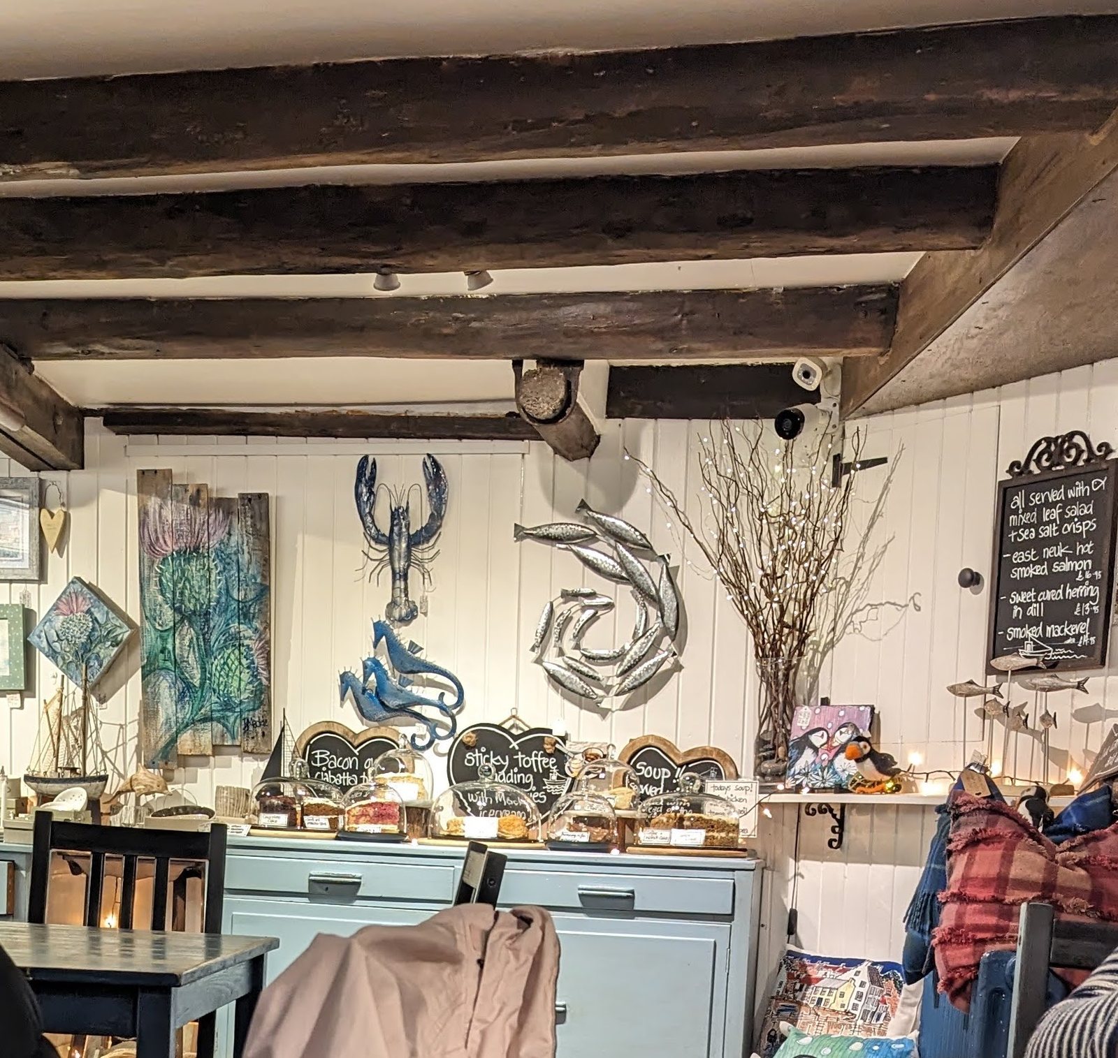 Local seaside art and crafts inside the Crail Harbour Gallery.