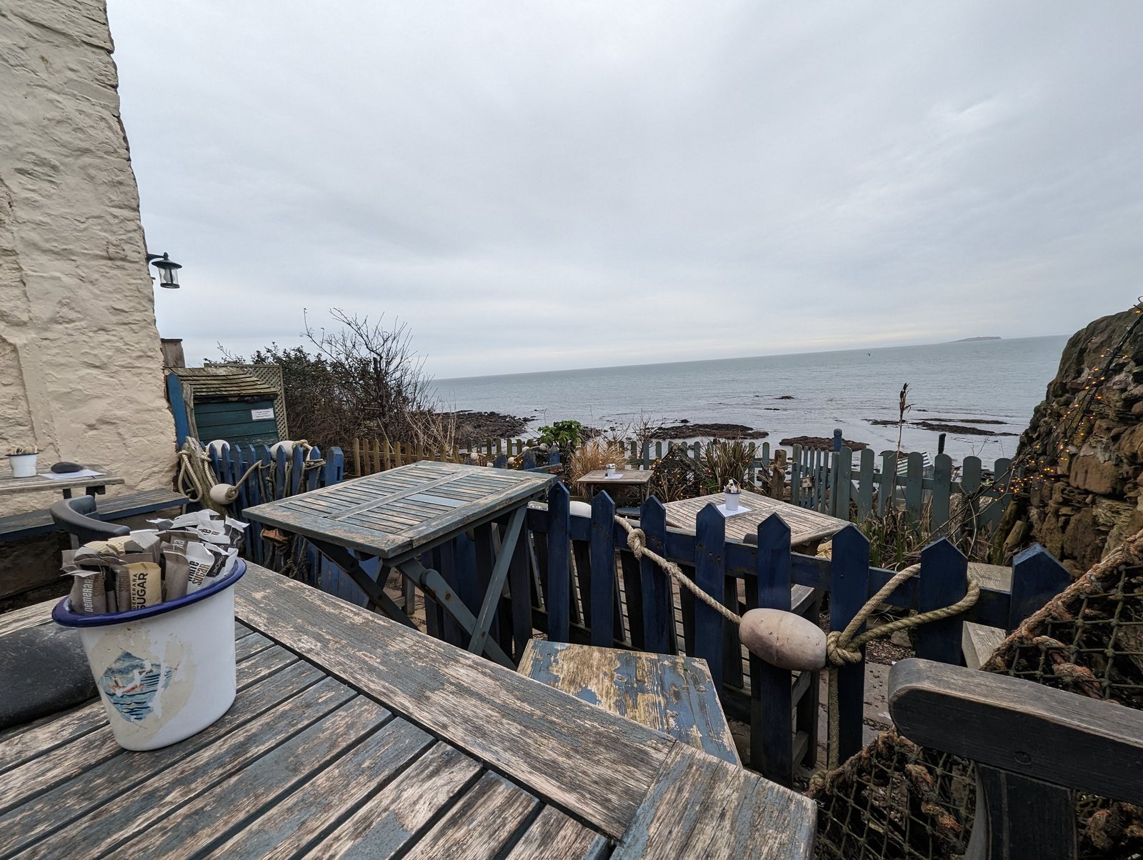 Harbourside tables with a sea view at Crail.