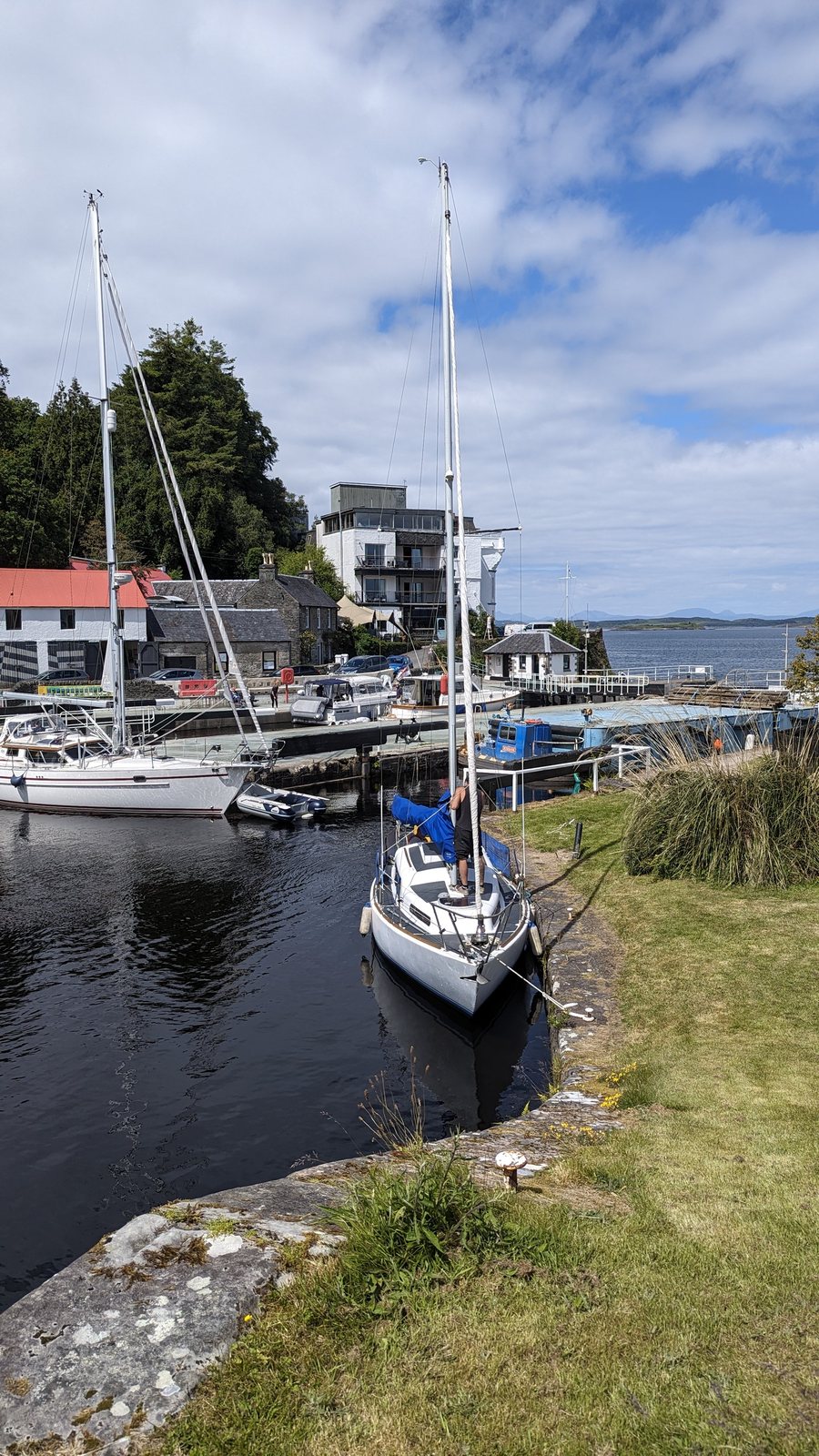 The slipway and boats at Crinan basin.