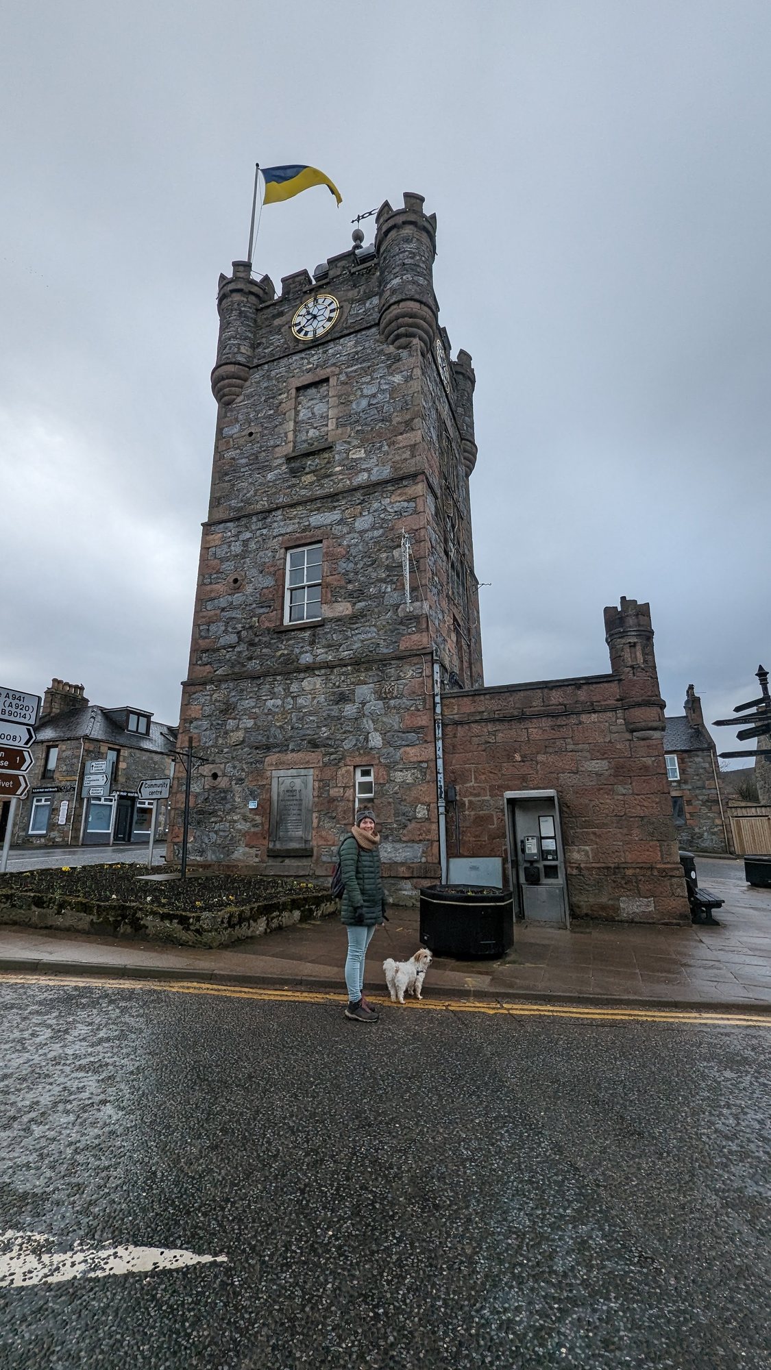 The Clock Tower in the middle of the square at Dufftown, Speyside.
