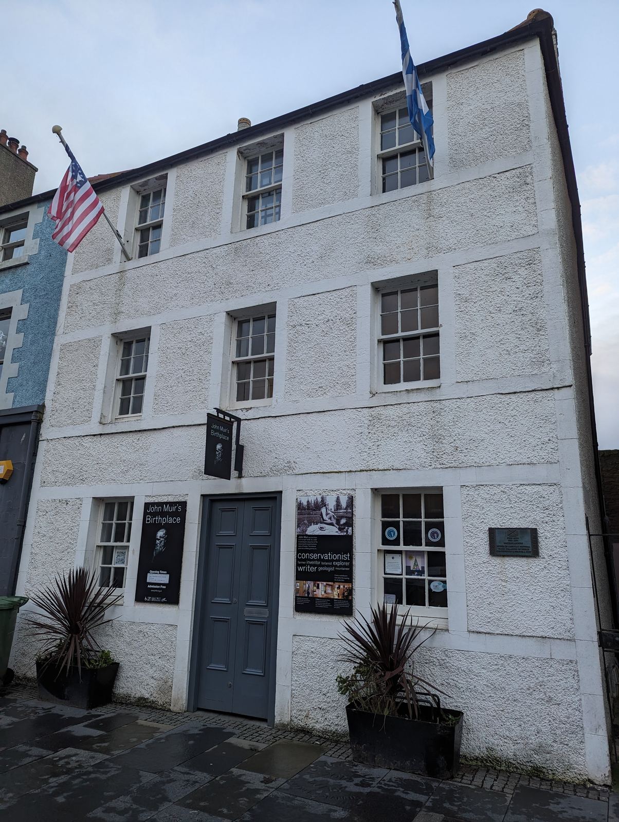 John Muir's Birthplace, the white house on Dunbar High Street where the founder of America's national parks was born in 1838.