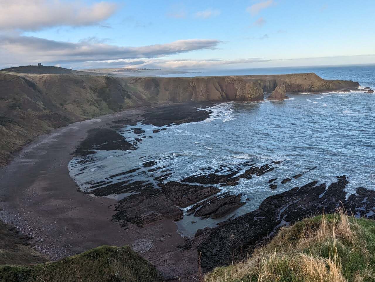 The dramatic sea cliffs of the Aberdeenshire coast near Dunnottar.