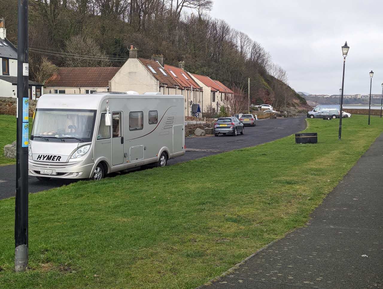 Our motorhome parked on the East Wemyss seafront.