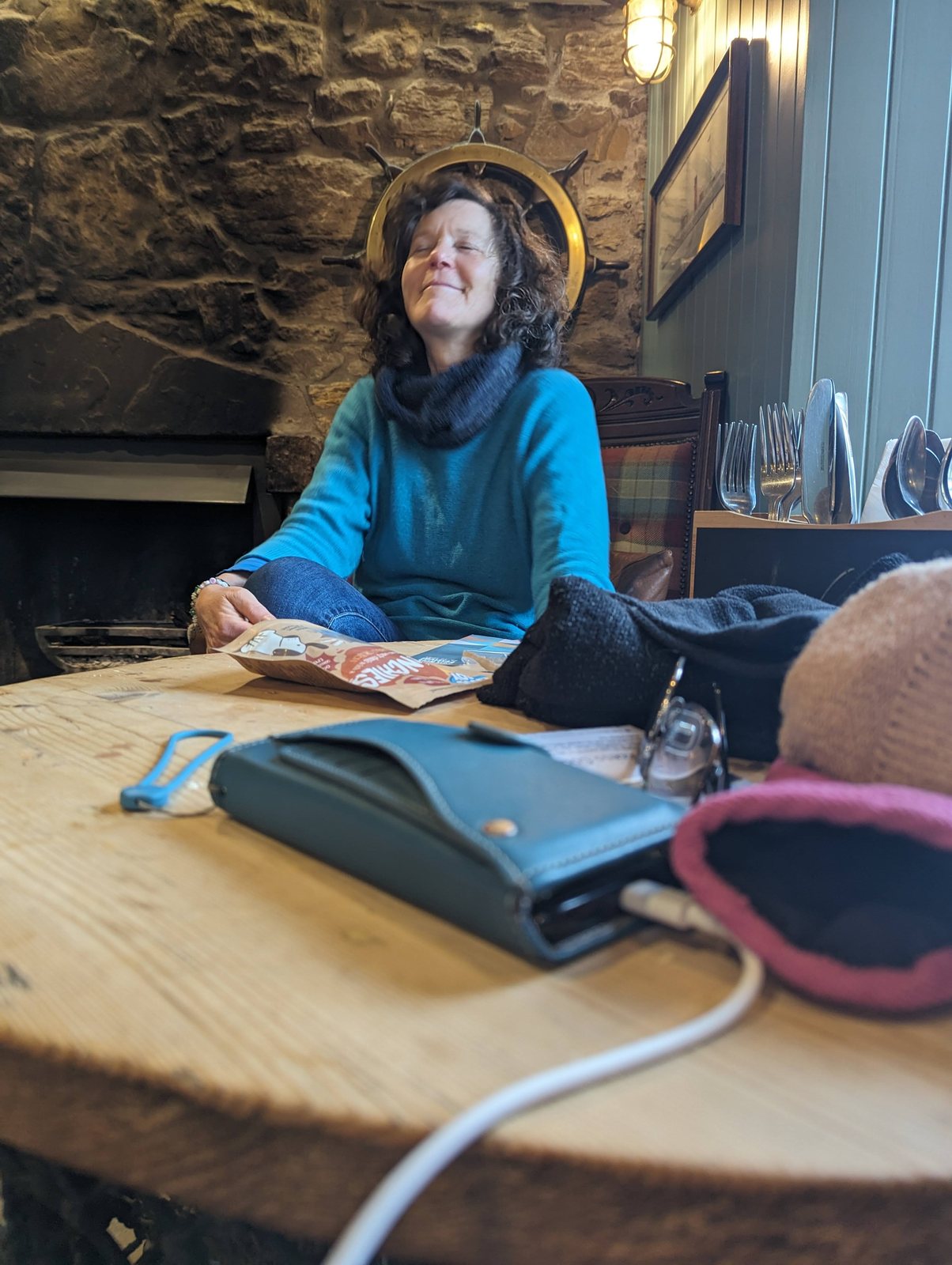 A cosy window table at the Ship Inn, Elie.