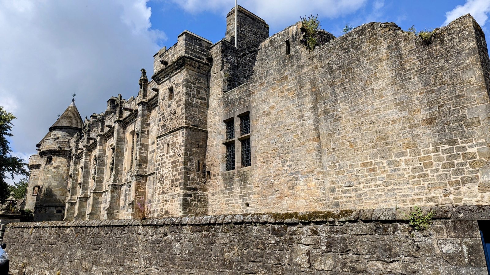 The Renaissance south range facade of Falkland Palace.