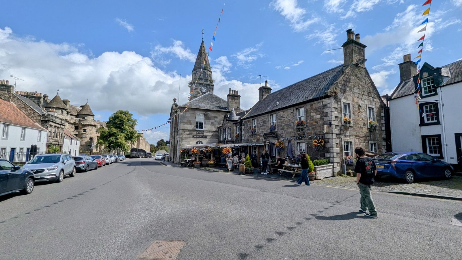 The main square and old buildings of Falkland village.