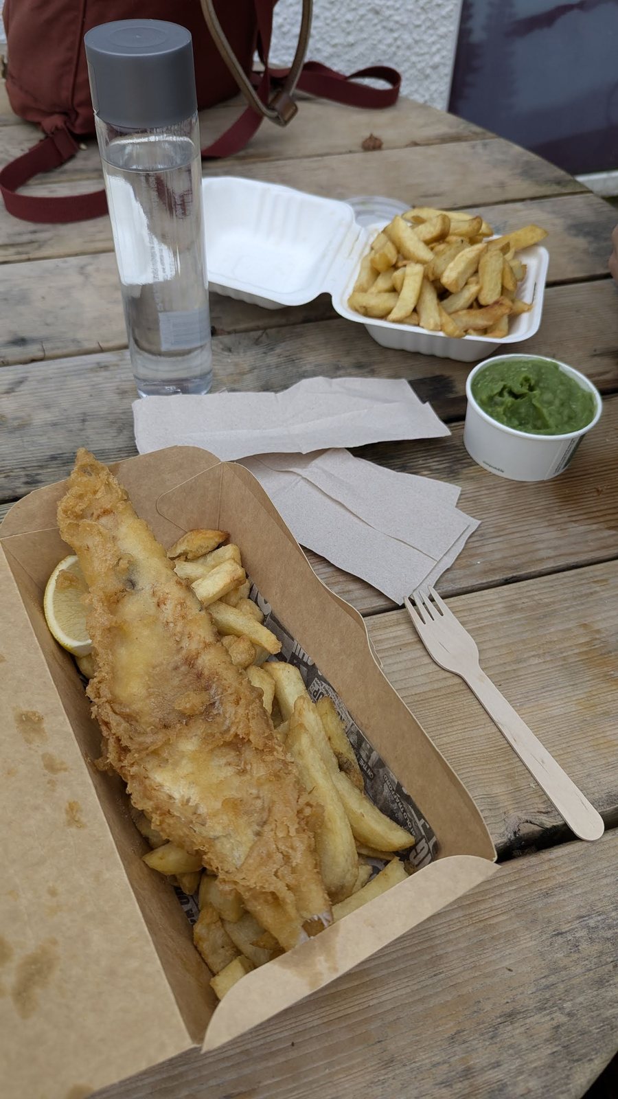 A fish supper by the canal at Fort Augustus.