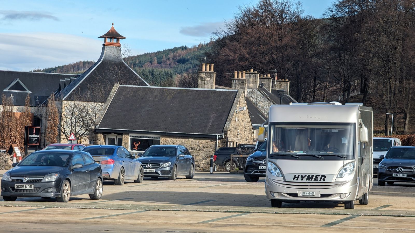 The entrance and grounds of Glenfiddich Distillery.