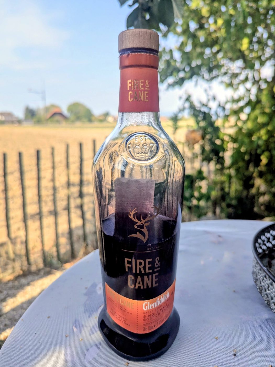 Our own bottle of Glenfiddich Fire and Cane single malt.