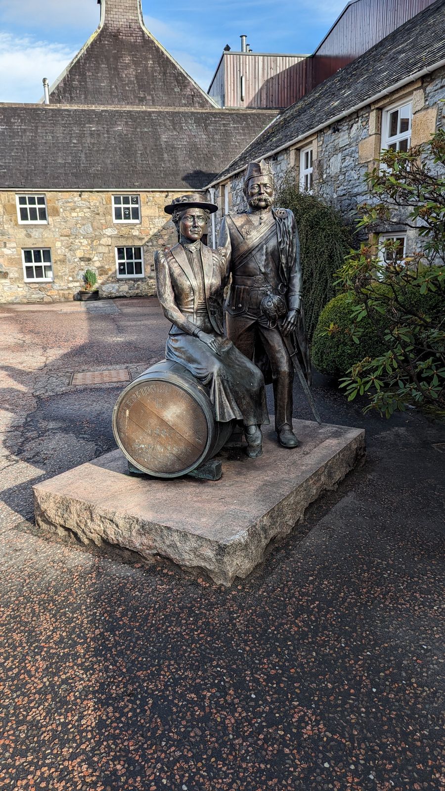 A statue in the grounds of Glenfiddich Distillery.