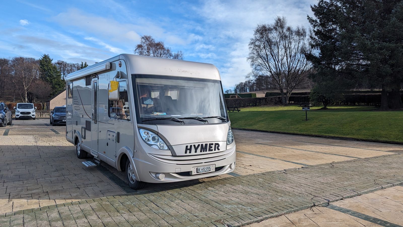 Our motorhome parked in the Dufftown car park where we stayed the night.