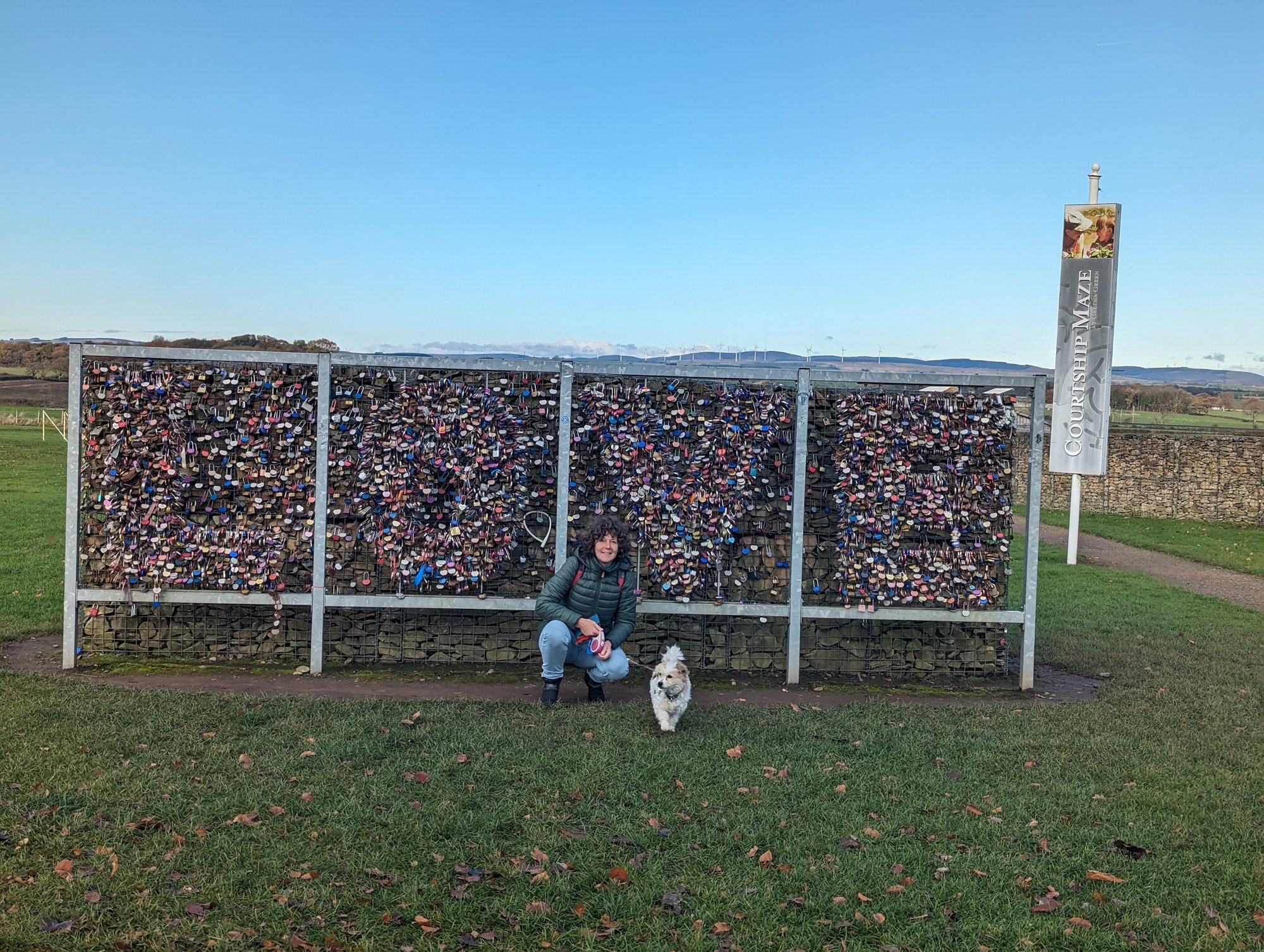 A wall of padlocks left by couples at Gretna Green.