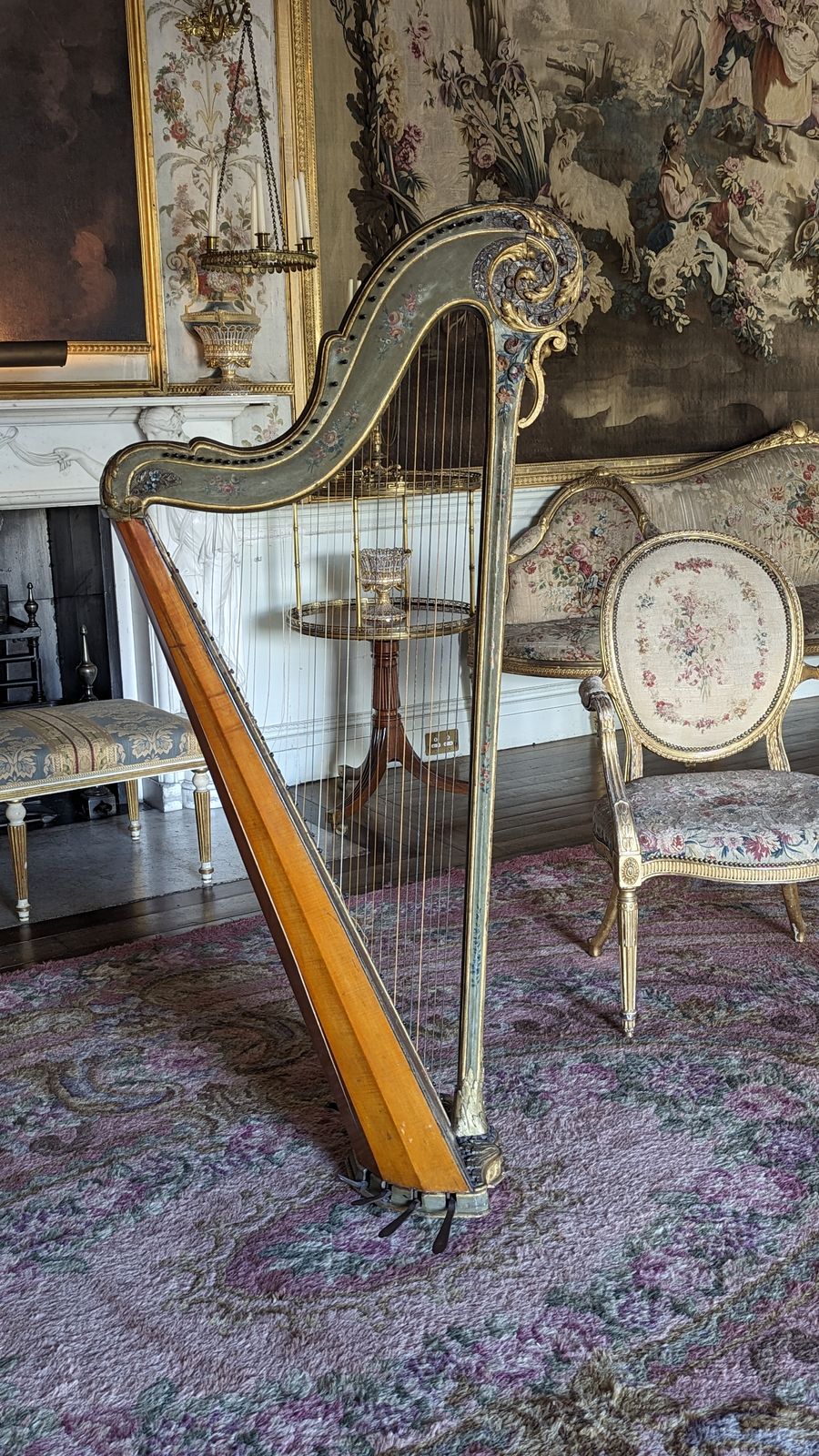The harp in an ornate room at Inveraray Castle