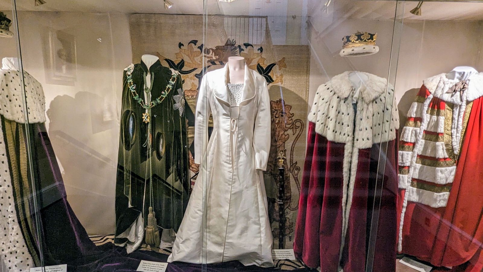 A display of tartan and Highland dress inside Inveraray Castle