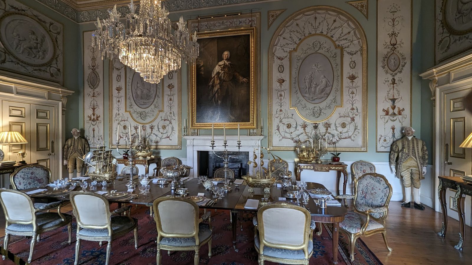 The State Dining Room at Inveraray Castle beneath its chandelier