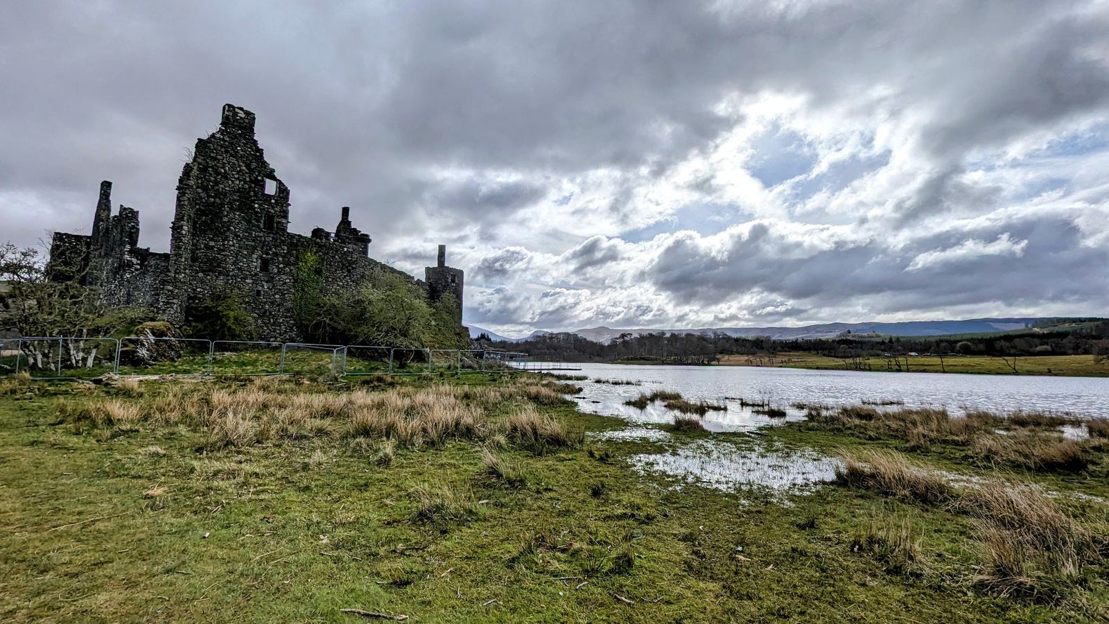 Kilchurn Castle, a Campbell stronghold, rising from the reeds at the head of Loch Awe.
