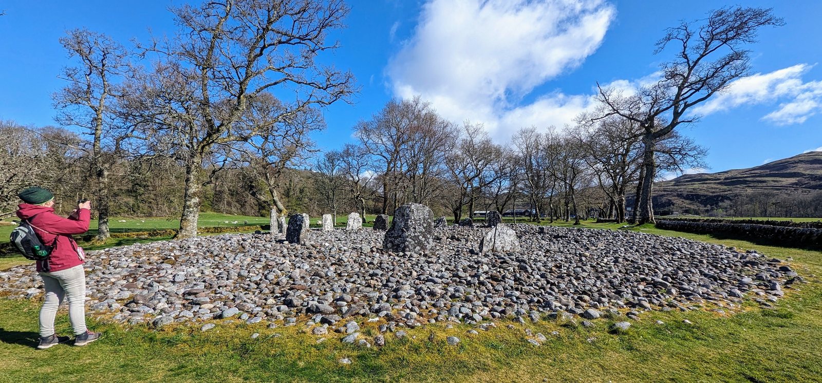 Kilmartin parish churchyard among the trees.