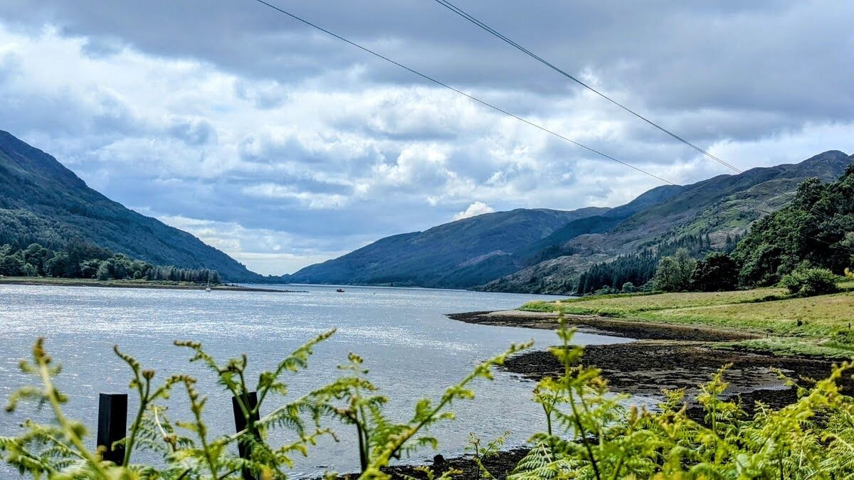 Loch Riddon reaching inland with mountains rising beyond the calm water.