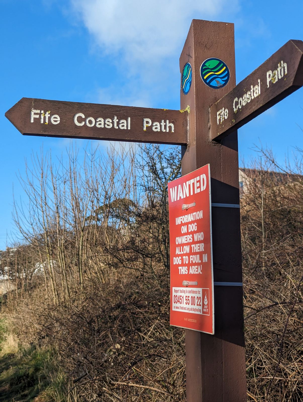 A Fife Coastal Path fingerpost at Lower Largo