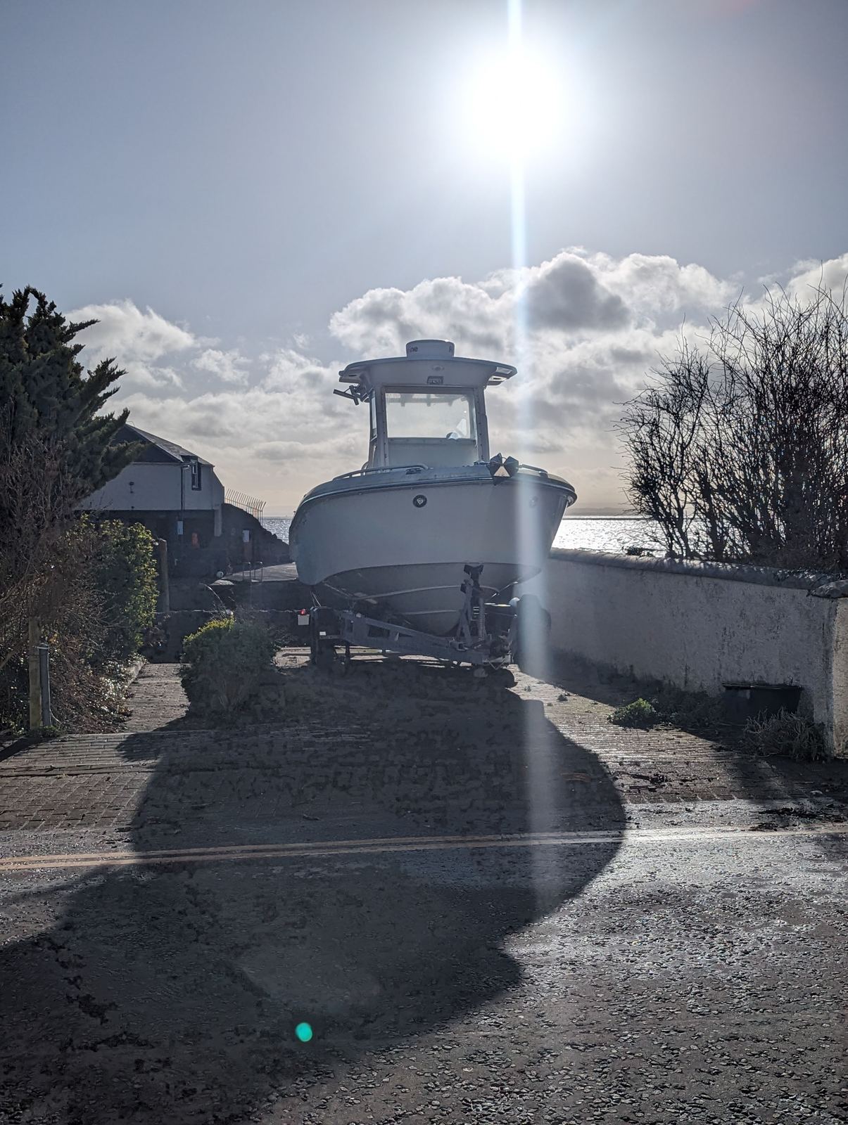 A seafront lane at Lower Largo in low winter sun
