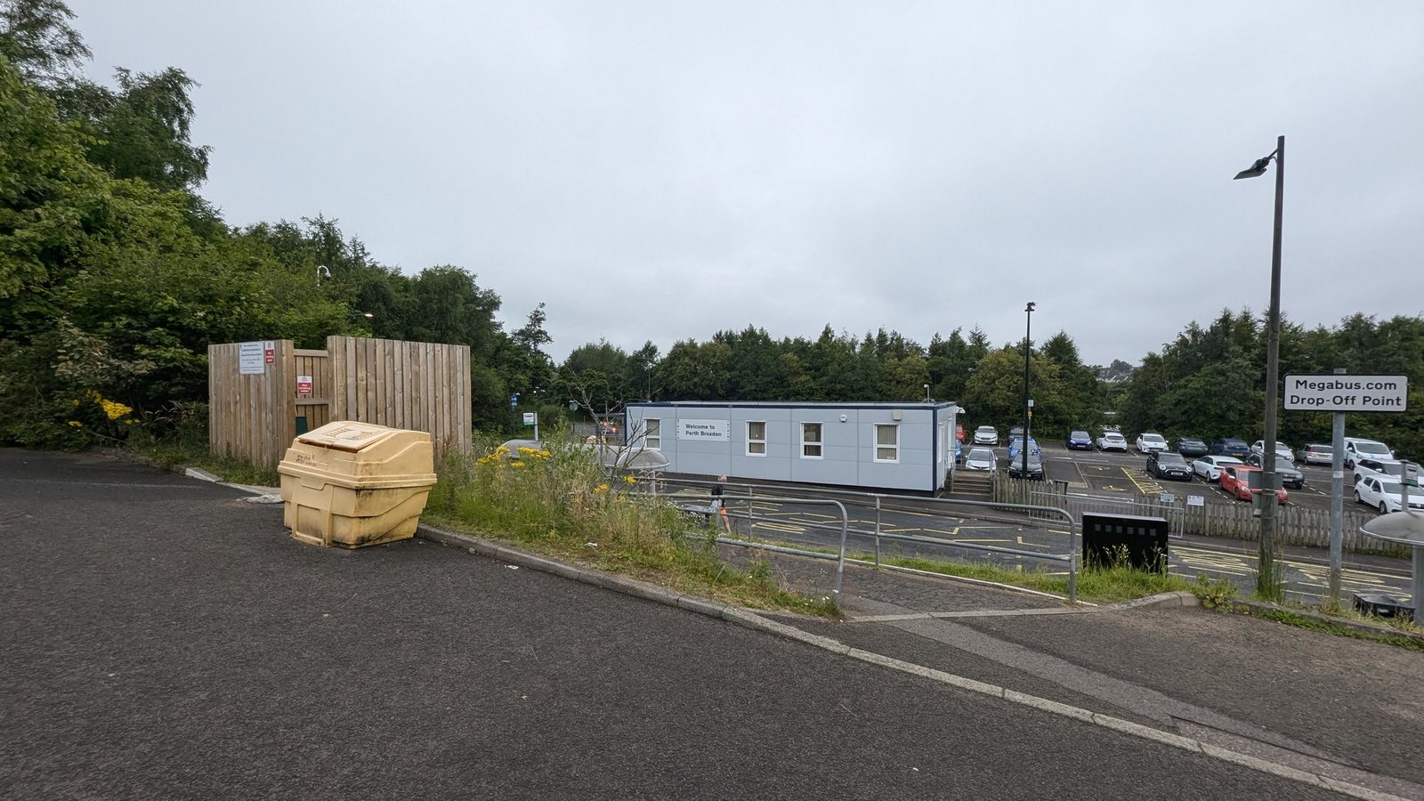 The Megabus drop-off point beside the Broxden waste facility, Perth