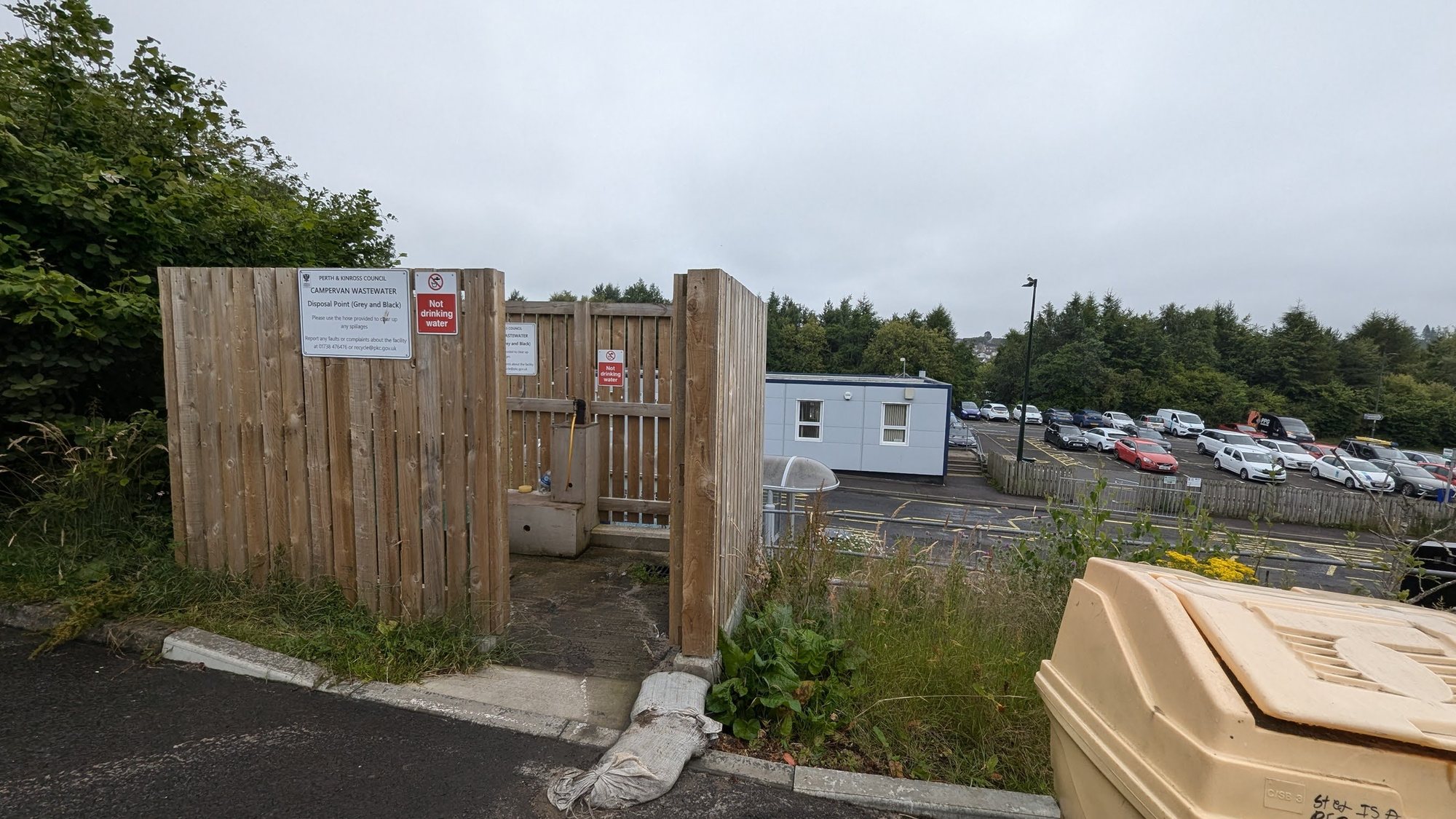The free motorhome waste disposal point at Broxden Park and Ride, Perth
