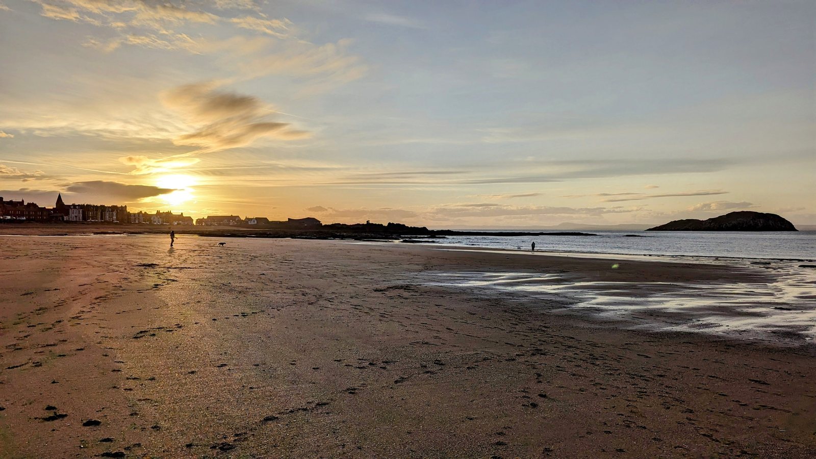 North Berwick beach under a big blue sky.