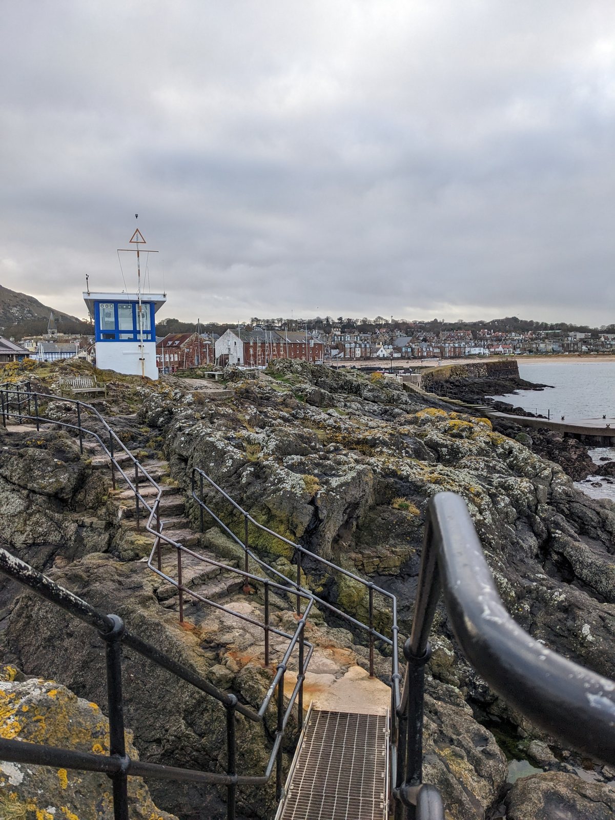 Steps to the Scottish Seabird Centre on the rocks, North Berwick.