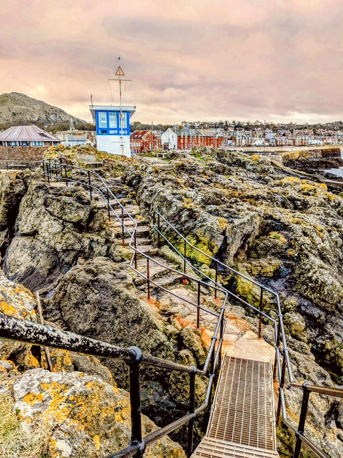 The Scottish Seabird Centre above the shore at North Berwick.