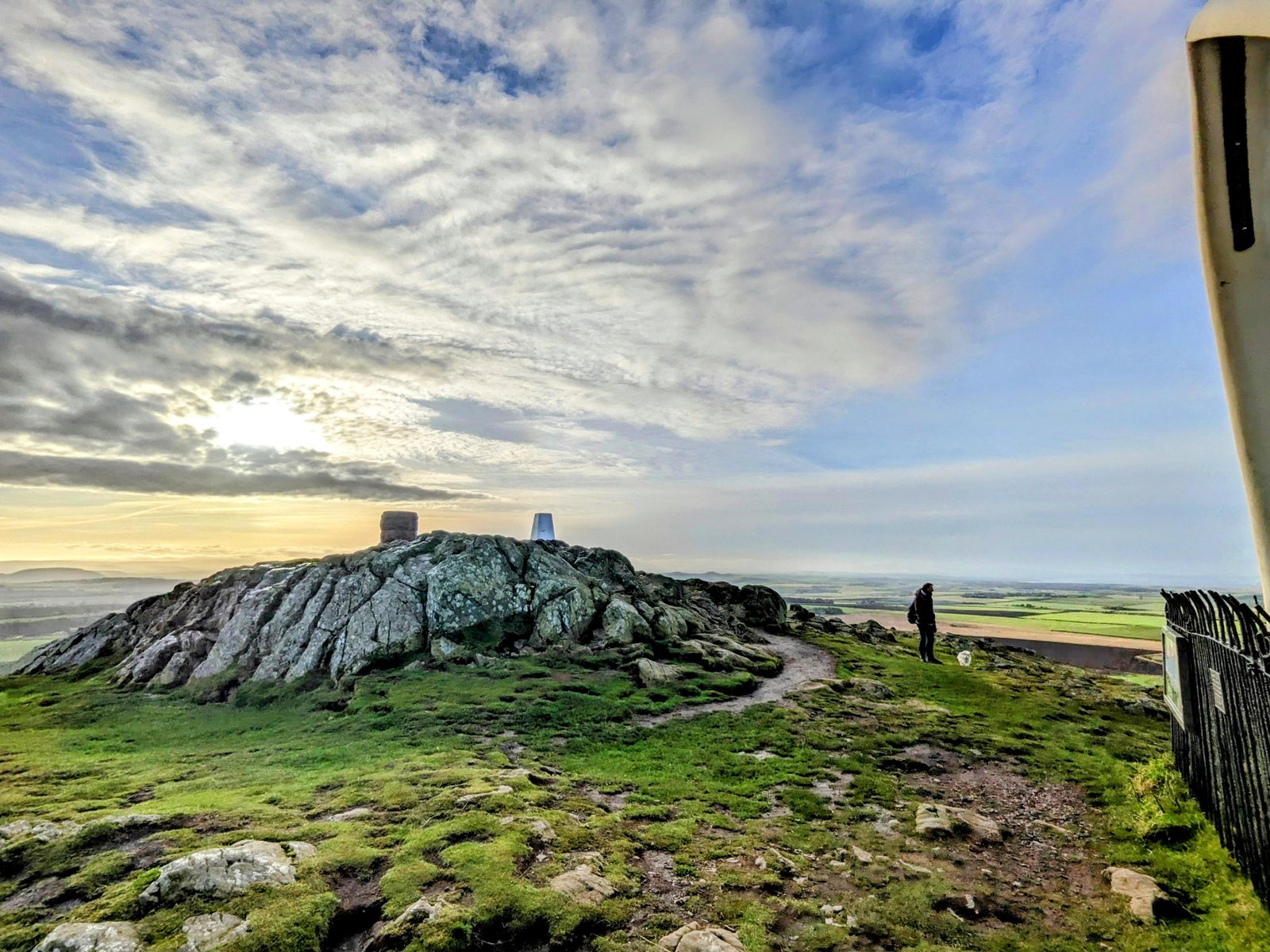 The bare volcanic crag of the North Berwick Law summit.