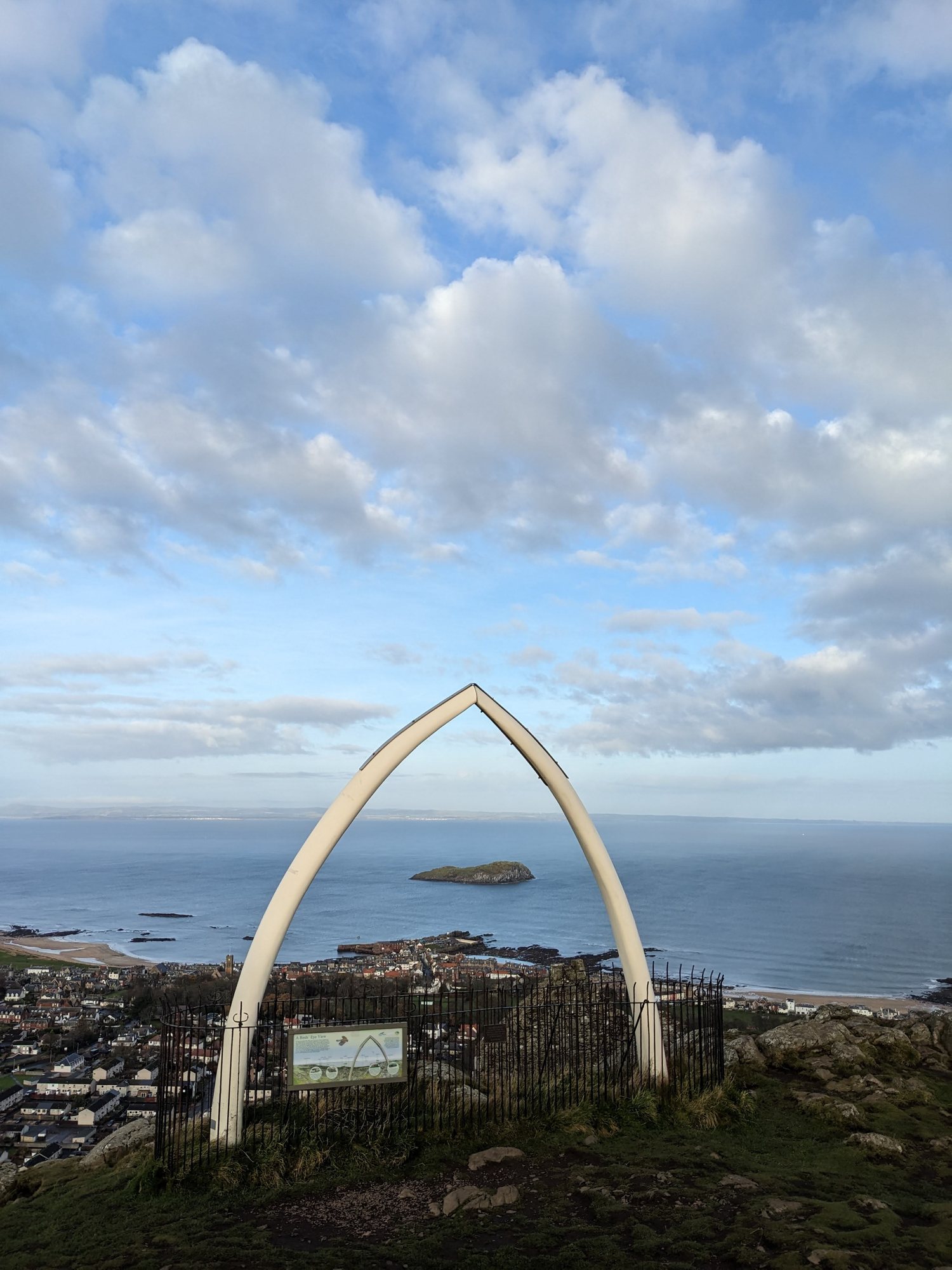 The whalebone arch on the summit of North Berwick Law.